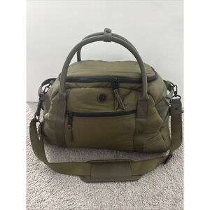 Joan & David Olive Green Puffer Quilted Duffle Bag Weekender Travel Handbag